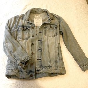 CURRENT/ELLIOTT The Oversized Trucker Denim Jean Jacket Size 1